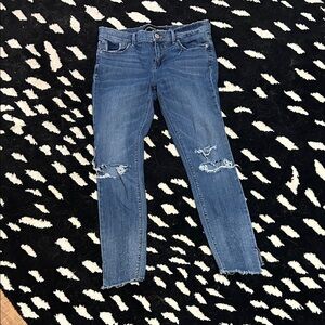Express Blue Ripped Skinny Jeans